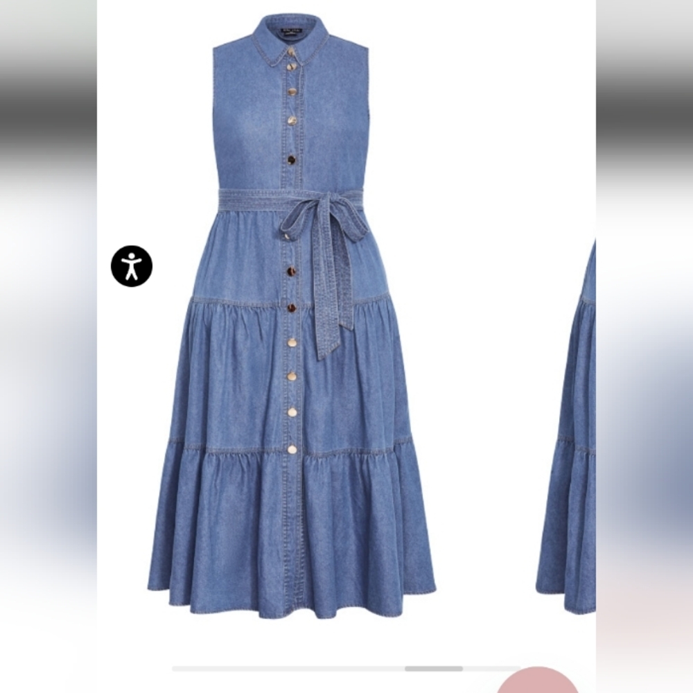 CITY CHIC  Sleeveless Blue Denim Dress